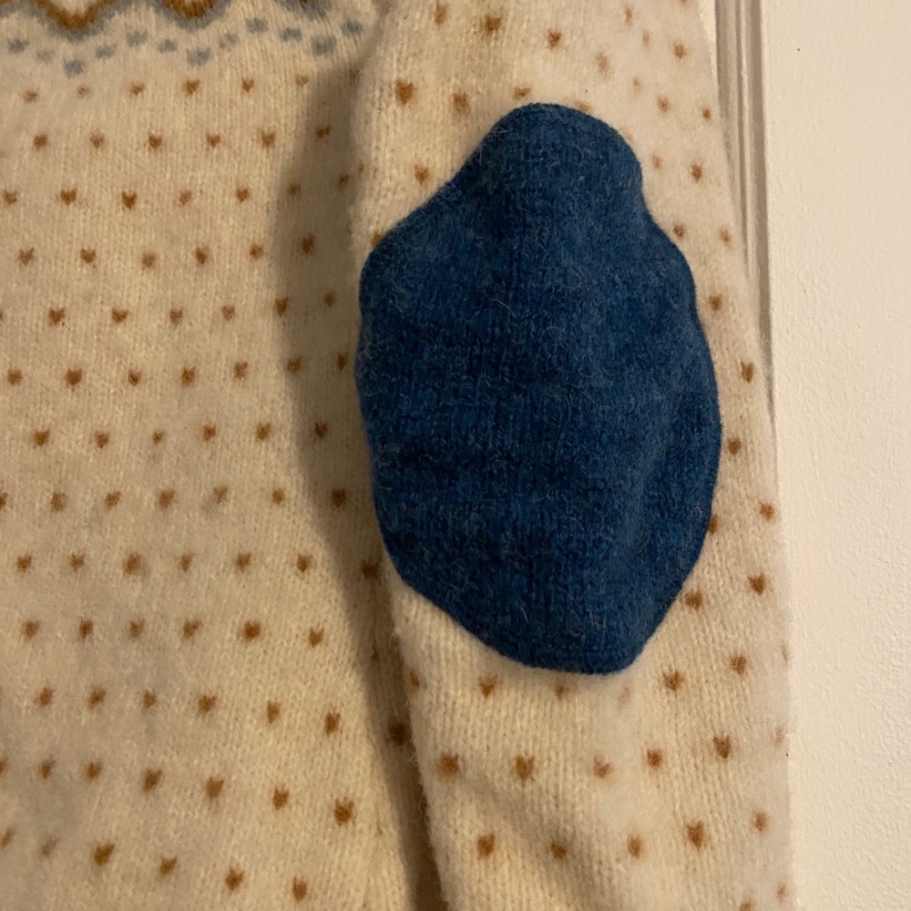 Fjallraven Ovik Cream and Blue Knit Wool Sweater Size Small See Description - Picture 7 of 8